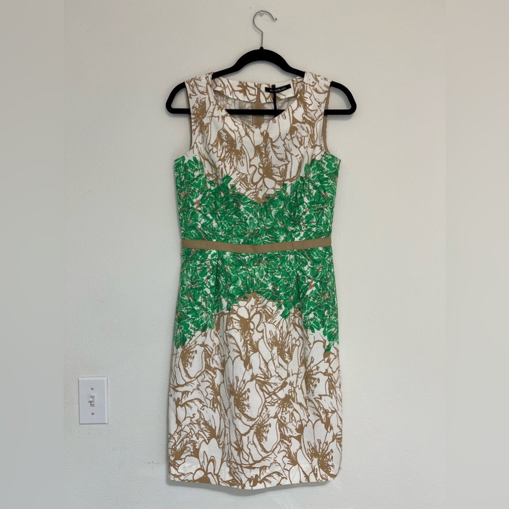 PennyBlack Green Tan Floral Print Knee Length Dress